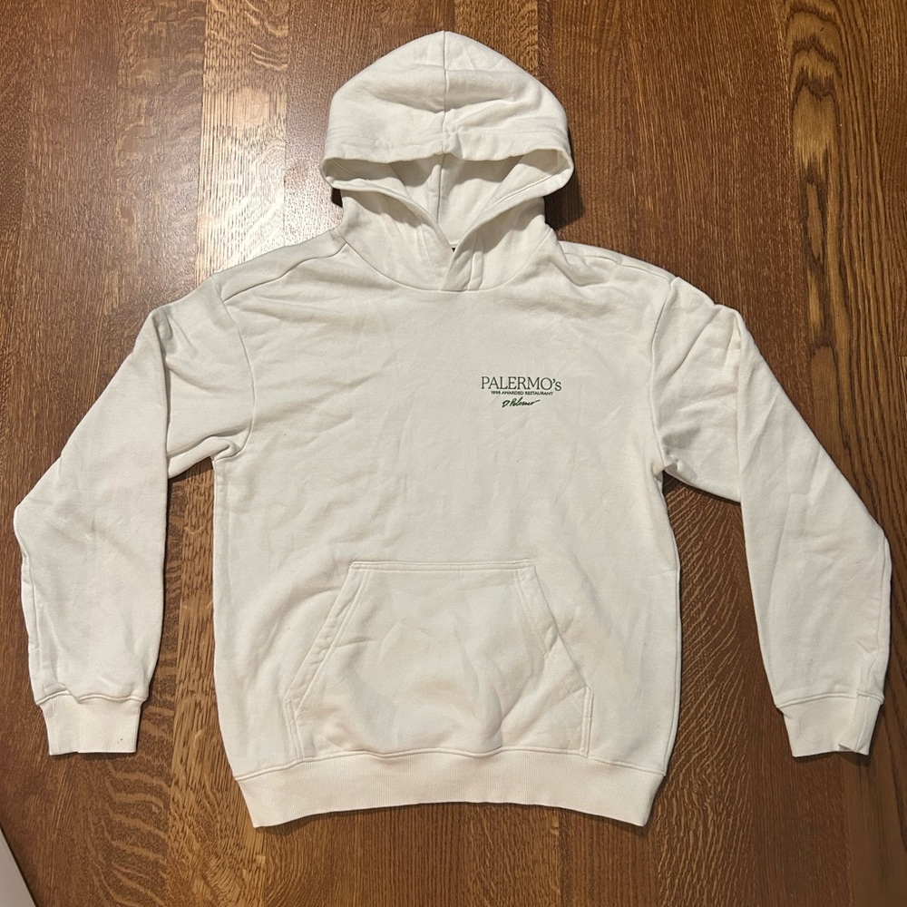 H&M White Pullover Hoodie Sweatshirt
